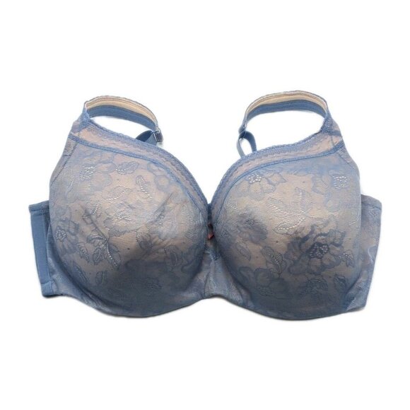 Cacique Womens Bra Modern Lace Balconette 44F Blue Underwire Lane Bryant - Picture 8 of 10